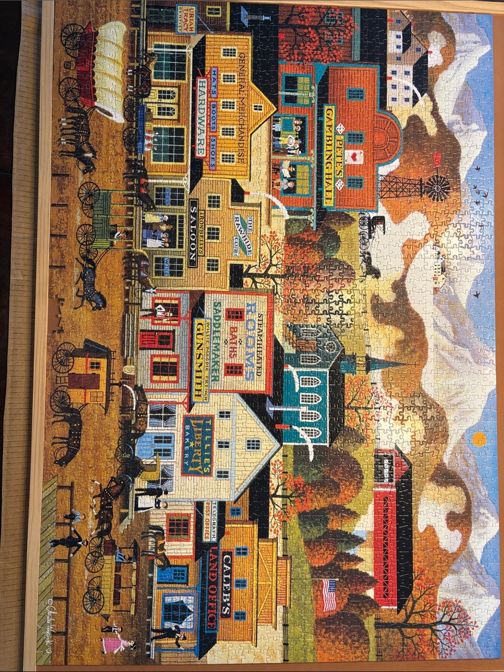 Buffalo Games Charles Wysocki “Pete’s Gambling Hall” 2000 piece puzzle.